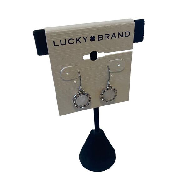 Delicate Looking Pave Drop Earrings w/ Pearly Center. - Picture 2 of 5